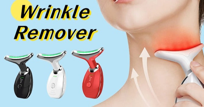 Neck Face Beauty Device Colorful LED Photon Therapy Skin Tighten Reduce Double Chin Anti Wrinkle Remove Lifting Massager