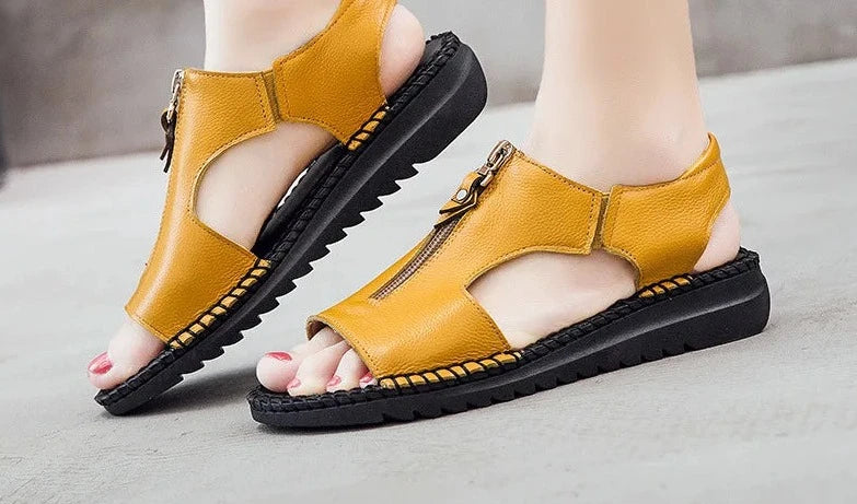 Women's Sandals Summer Genuine Leather Ladies Shoe Sandals Women Flat Heels Female Shoes