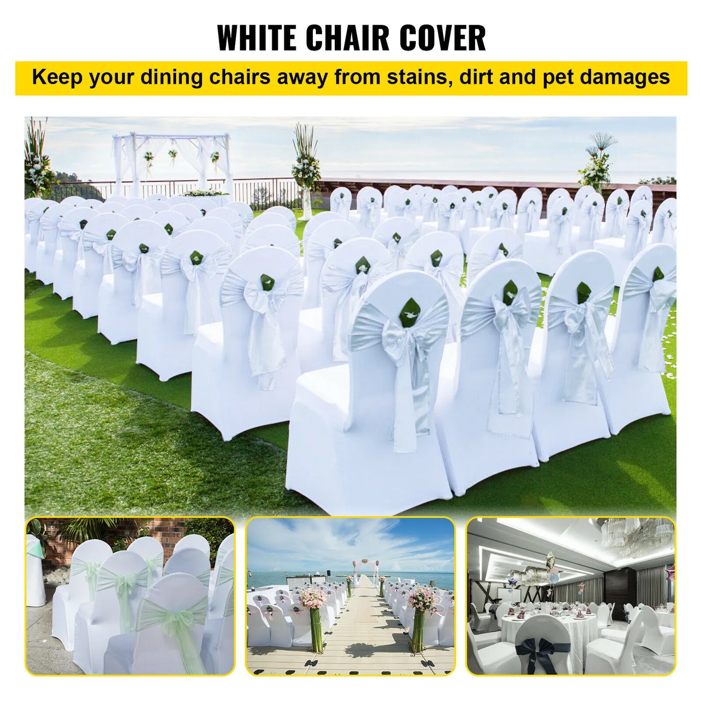 VEVOR 50 100Pcs Wedding Chair Covers Spandex Stretch Slipcover for Restaurant Banquet Hotel Dining Party Universal Chair Cover