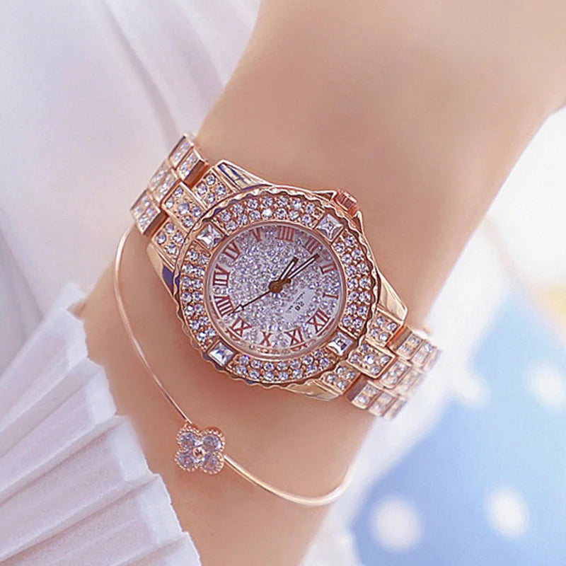 Women Watches Diamond Gold Watch Ladies Wrist Watches Luxury Brand Rhinestone Women's Bracelet Watches Female Relogio Feminino