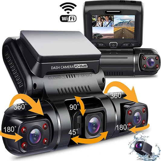 4 Cameras Dash Cam 2K+1080P*3 WIFI/GPS/WDR Car DVR 8 Infrared Lights 170° Super Night Vision Automatic Video Recorder 256G Memoy