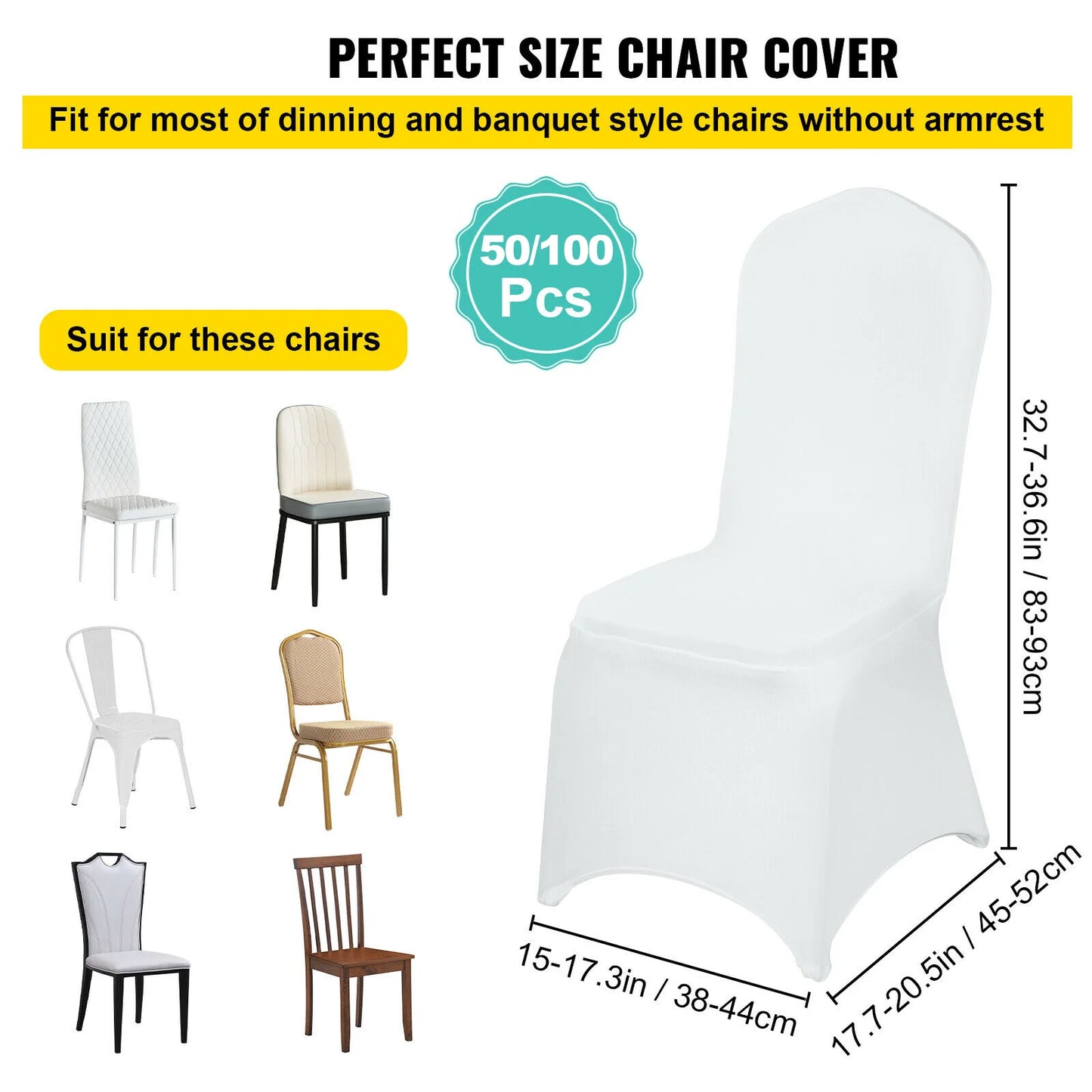 VEVOR 50 100Pcs Wedding Chair Covers Spandex Stretch Slipcover for Restaurant Banquet Hotel Dining Party Universal Chair Cover