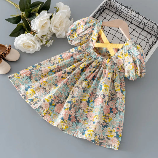 Toddler baby Girls clothes summer short sleeve floral princess birthday dress dresses for girl baby clothing thin costume dress