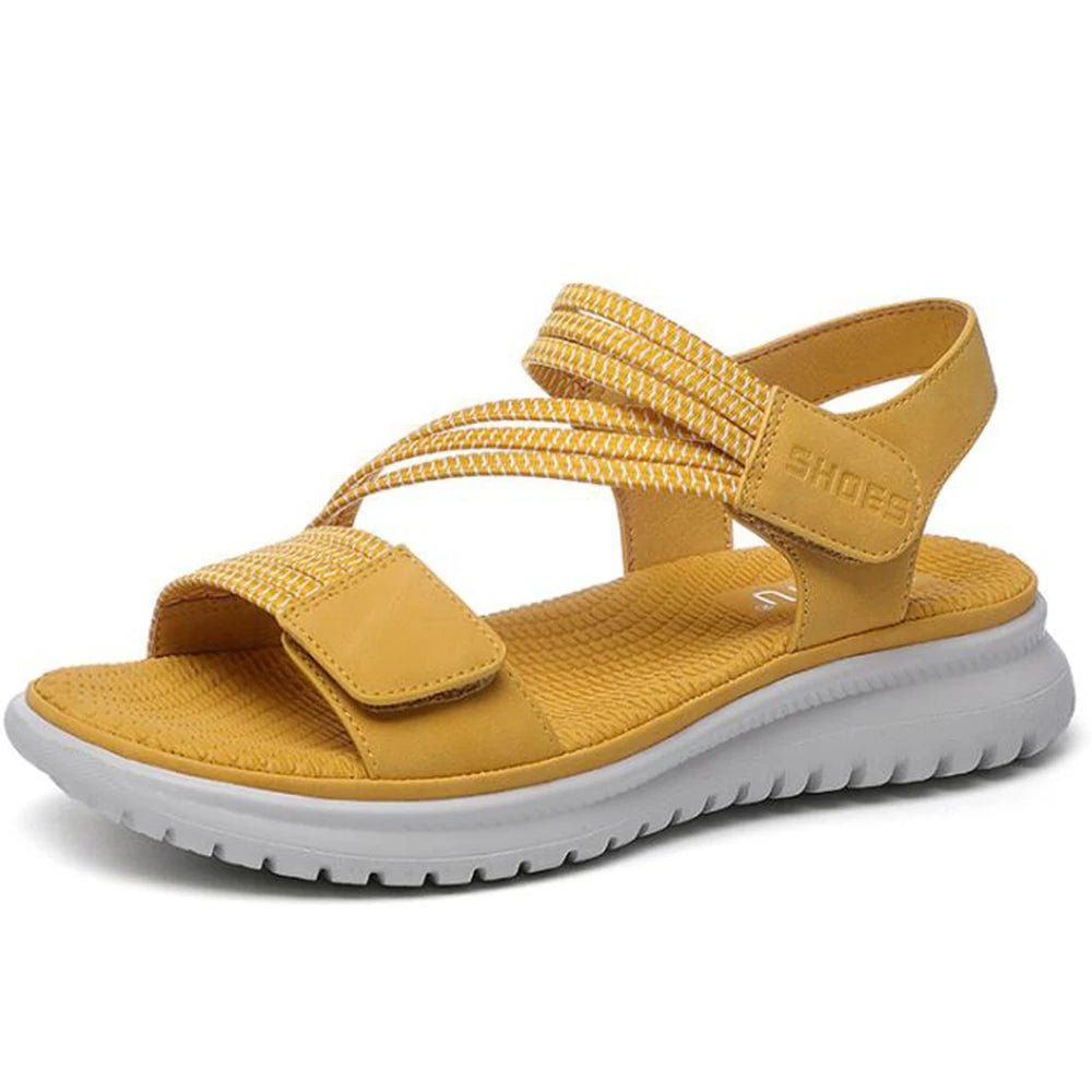 2024 New Women Sandals Platform leather Ladies Sandals Comfortable Flat Sandals Open Toe Beach Shoes Woman Footwear
