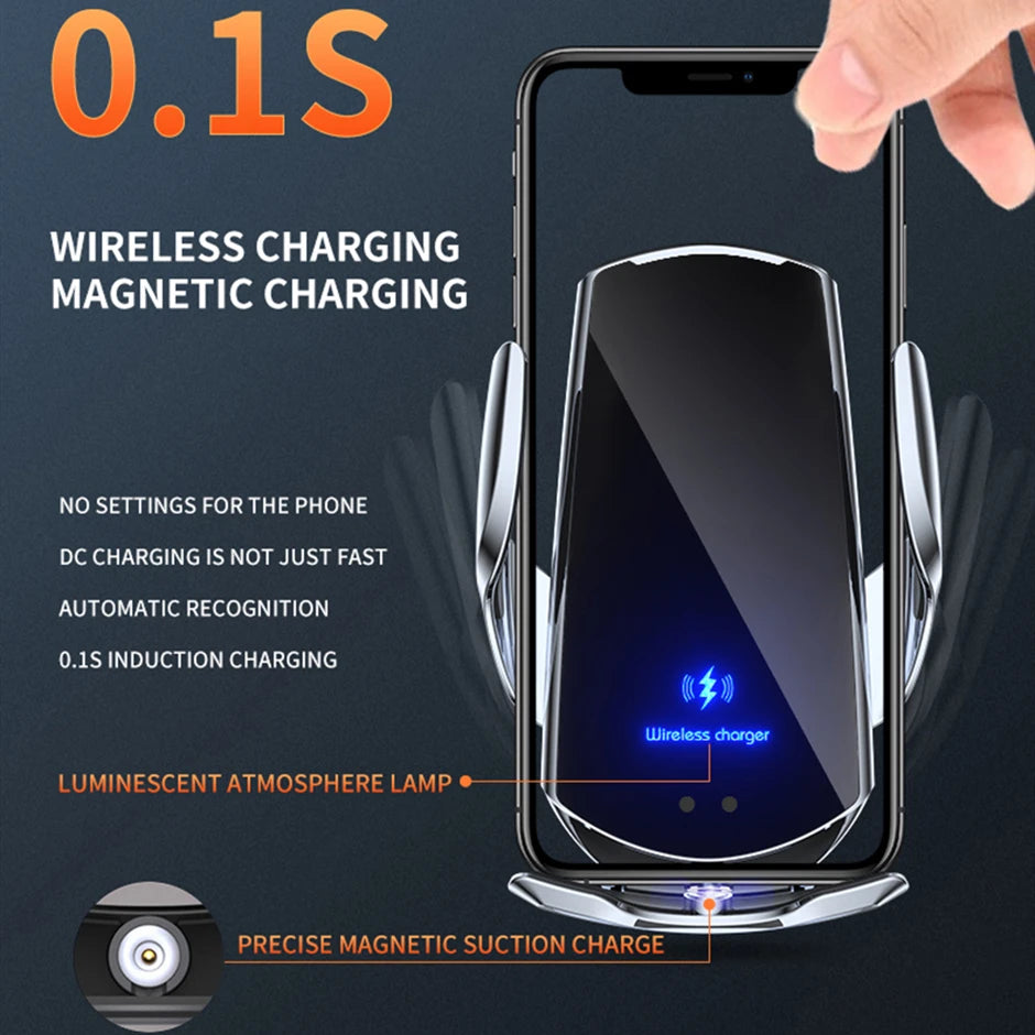 30W Car Wireless Charger for iPhone 15 14 13 12 11 Pro XR 8 Samsung S22 S21 S20 Huawei Xiaomi Magnetic USB Charging Phone Holder