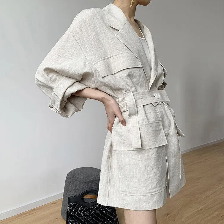 [EWQ] Korea chic Puff Sleeve loose casual ladies robe 2023 summer new product printed dress trendy clothing Vestido