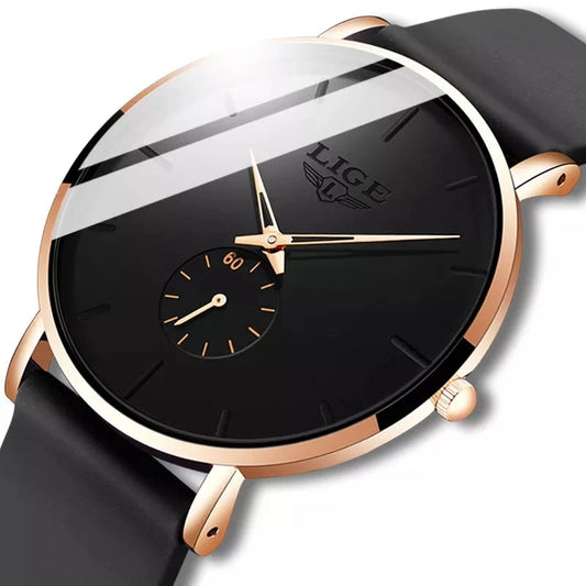😘LIGE New Fashion Mens Watches Top Brand Luxury Sport Waterproof Simple Ultra-Thin Watches Men Quartz Clock Relogio Masculino+Box