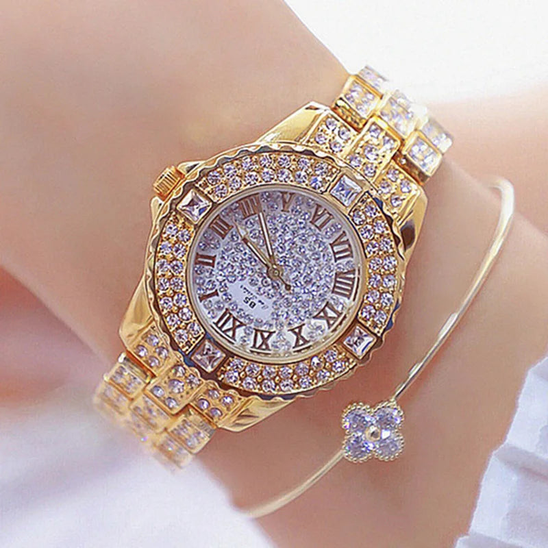 Women Watches Diamond Gold Watch Ladies Wrist Watches Luxury Brand Rhinestone Women's Bracelet Watches Female Relogio Feminino