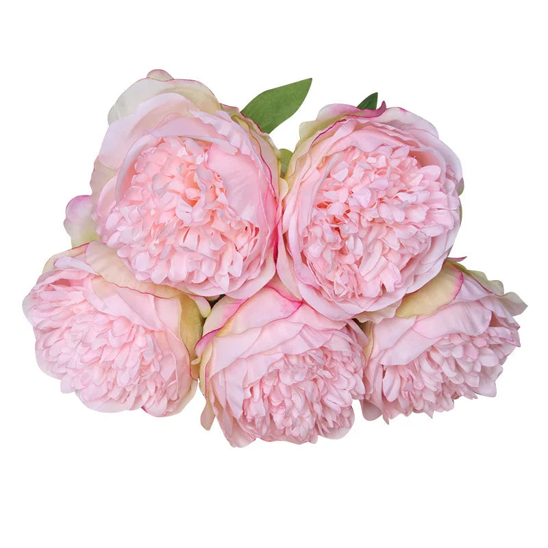 5Big Heads 11cm Diameter Rose Pink Peony Artificial Flowers Bouquet Fake Flower for Home Bride Wedding Decoration Marriage Decor