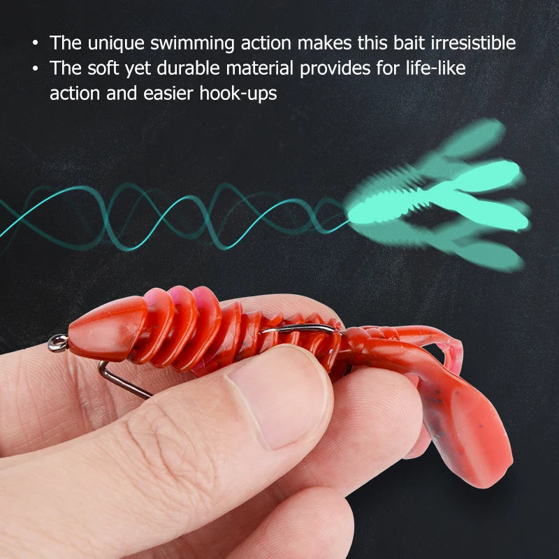 20pcs DoliveCraw II 74mm 3g Jigging Lures Silicone Worm Soft Fishing Bait Shrimp Bass Carp Artificial Soft Lures Tackle