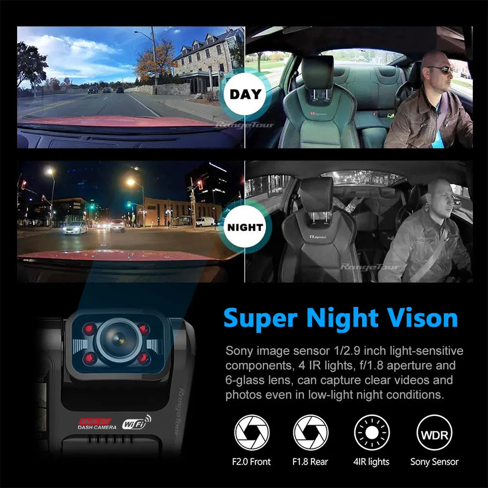 Dual Lens Car DVR 4K 2160P Sony Sensor WIFI GPS Logger 2 Camera Dash Cam Video Recorder Night Vision 170 Degree Camcorder D30H