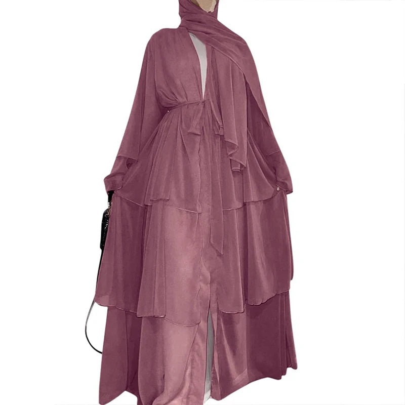 Chiffon Open Abaya Dubai Turkey Kaftan Muslim Cardigan Abayas Dresses For Women Casual Robe Kimono Femme Caftan Islam Clothing