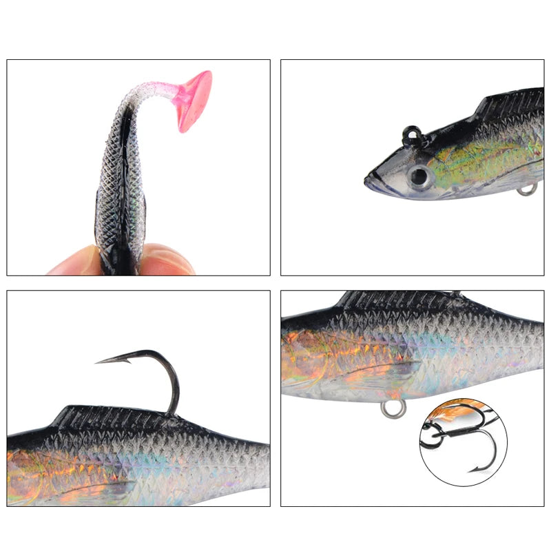 Small DD Fish 70mm 100mm Built-in counterweight  T Tail Soft Fishing Lures Single Hook Artificial Wobblers Bait