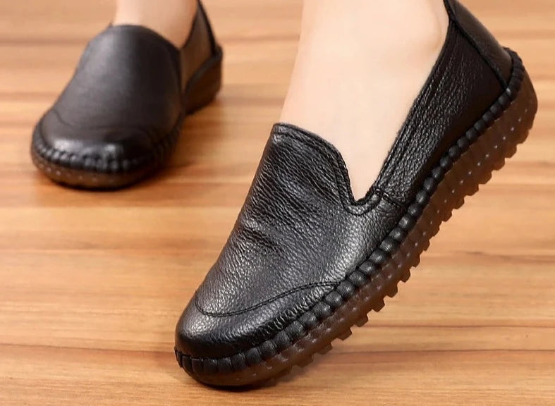 Women's Flats Handmade Shoes 2024 Spring Autumn Genuine Leather Ladies Shoe Flat Shoes Women Leather Retro Shoe