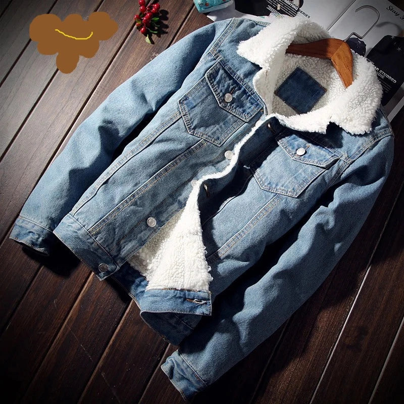 DIMUSI Winter Mens Denim Jackets Fashion Men Fleece Thick Warm Jeans Jacket Men Casual Slim Outwear Windbreaker Cowboy Coats 6XL