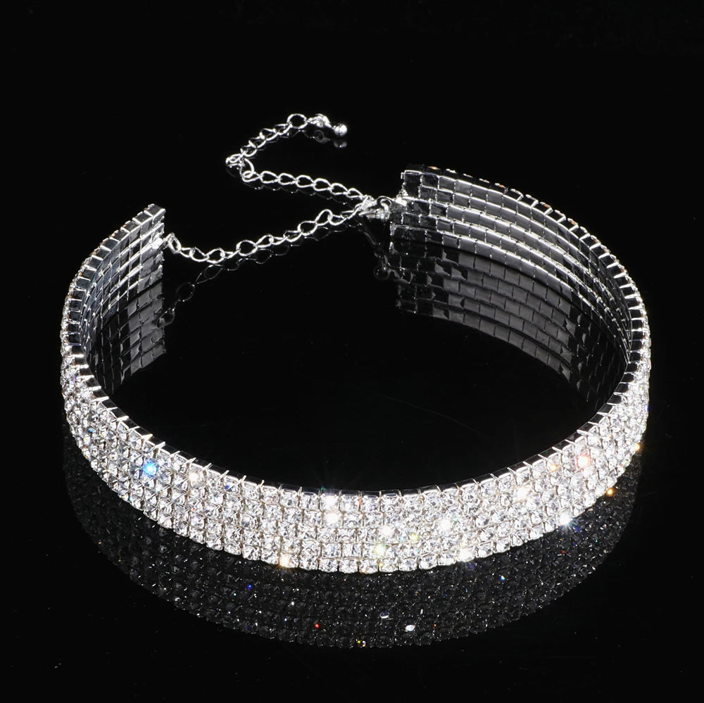 Classic Elegant Tassel Crystal Bridal Jewelry Sets African Rhinestone Wedding Necklace Earrings Bracelet Sets WX081