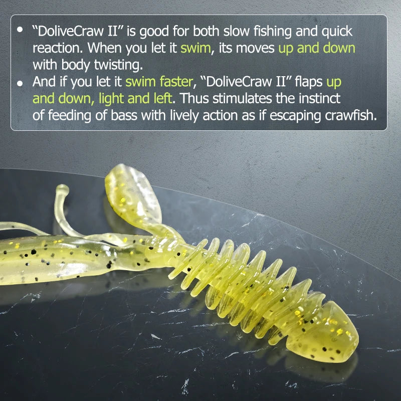 20pcs DoliveCraw II 74mm 3g Jigging Lures Silicone Worm Soft Fishing Bait Shrimp Bass Carp Artificial Soft Lures Tackle