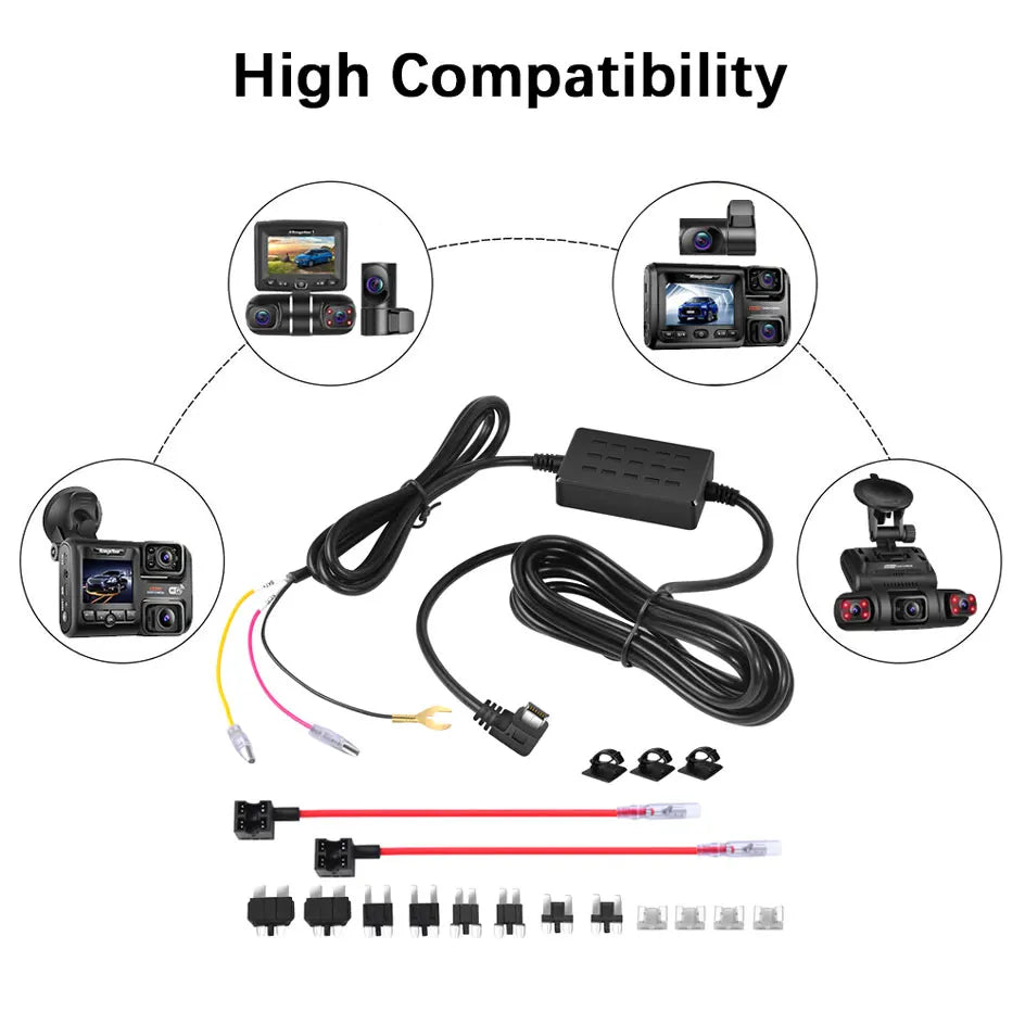 Car DVR Hardwire Kit 12V 24V to 5V 2.5A for Dash Cam 24 Hour Parking Monitor Car Adapter Cable Hard Wire Car Charger Cable