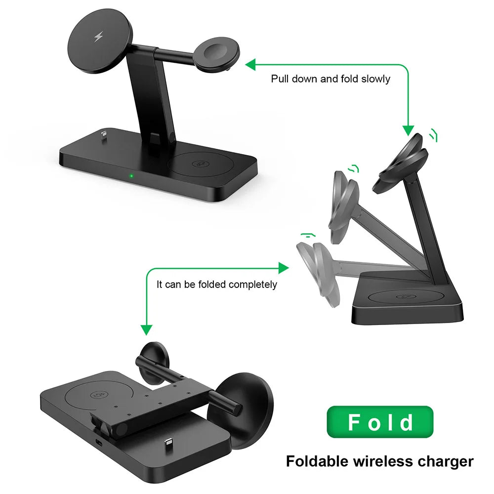 35W Magnetic Wireless Charger Stand For IPhone 14 13 12 Pro Max Mini 11 Apple Watch 4 In 1 Fast Charging for Airpods 3 IWatch 8