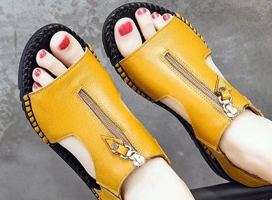 Women's Sandals Summer Genuine Leather Ladies Shoe Sandals Women Flat Heels Female Shoes