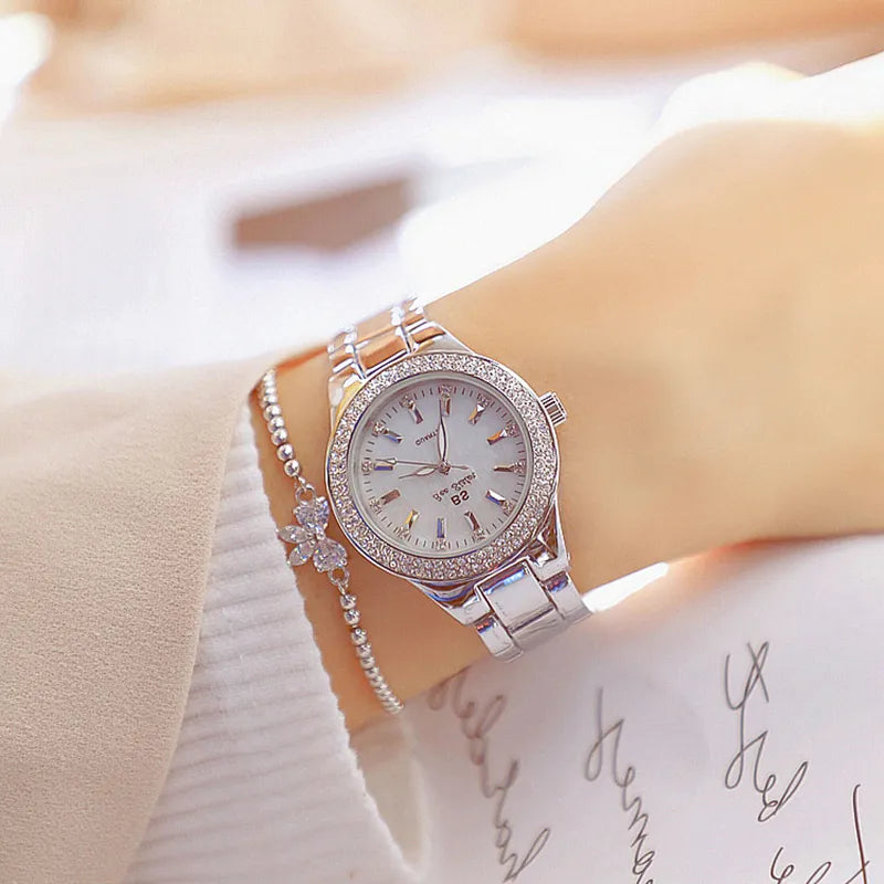 2023 Ladies Wrist Watches Dress Gold Watch Women Crystal Diamond Watches Stainless Steel Silver Clock Women Montre Femme 2022