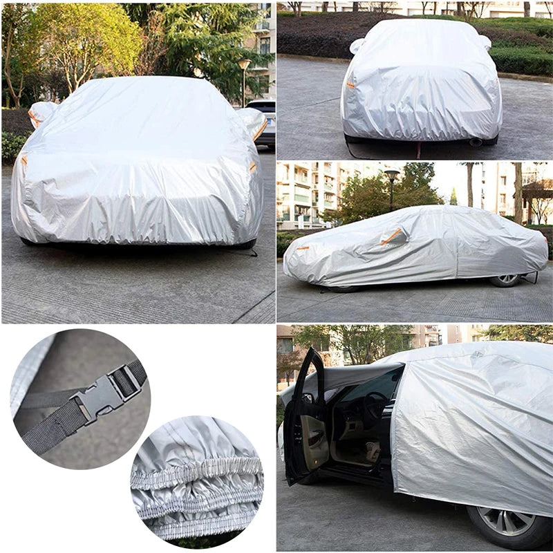 🚙 Car Cover for Automobiles Waterproof All Weather Sun Uv Rain Protection with Zipper Mirror Pocket Fit Sedan SUV Hatchback