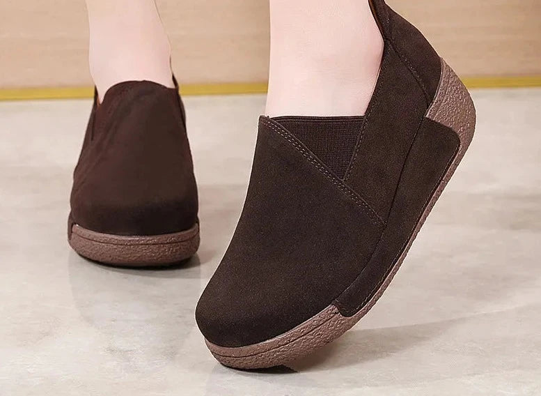 Women Mother Female Genuine Leather Shoes Platform Flats Loafers Slip On Korean Plus Size 41 42 Vulcanized Shoes