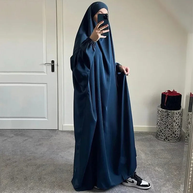 Ramadan Eid Hooded Abaya Women Prayer Garment Muslim Jilbab Loose Long Dress Abayas Dubai Turkey Islamic Clothes Djellaba Femme