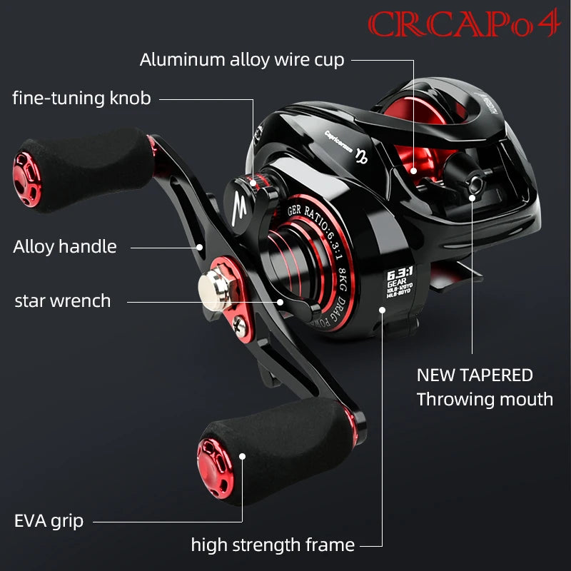 CR02 Series 8kg Max Drag Fishing Reel Professional Ultra Light 7.2:1 Gear Ratio Carp Baitcasting Wheel carp fishing casting reel