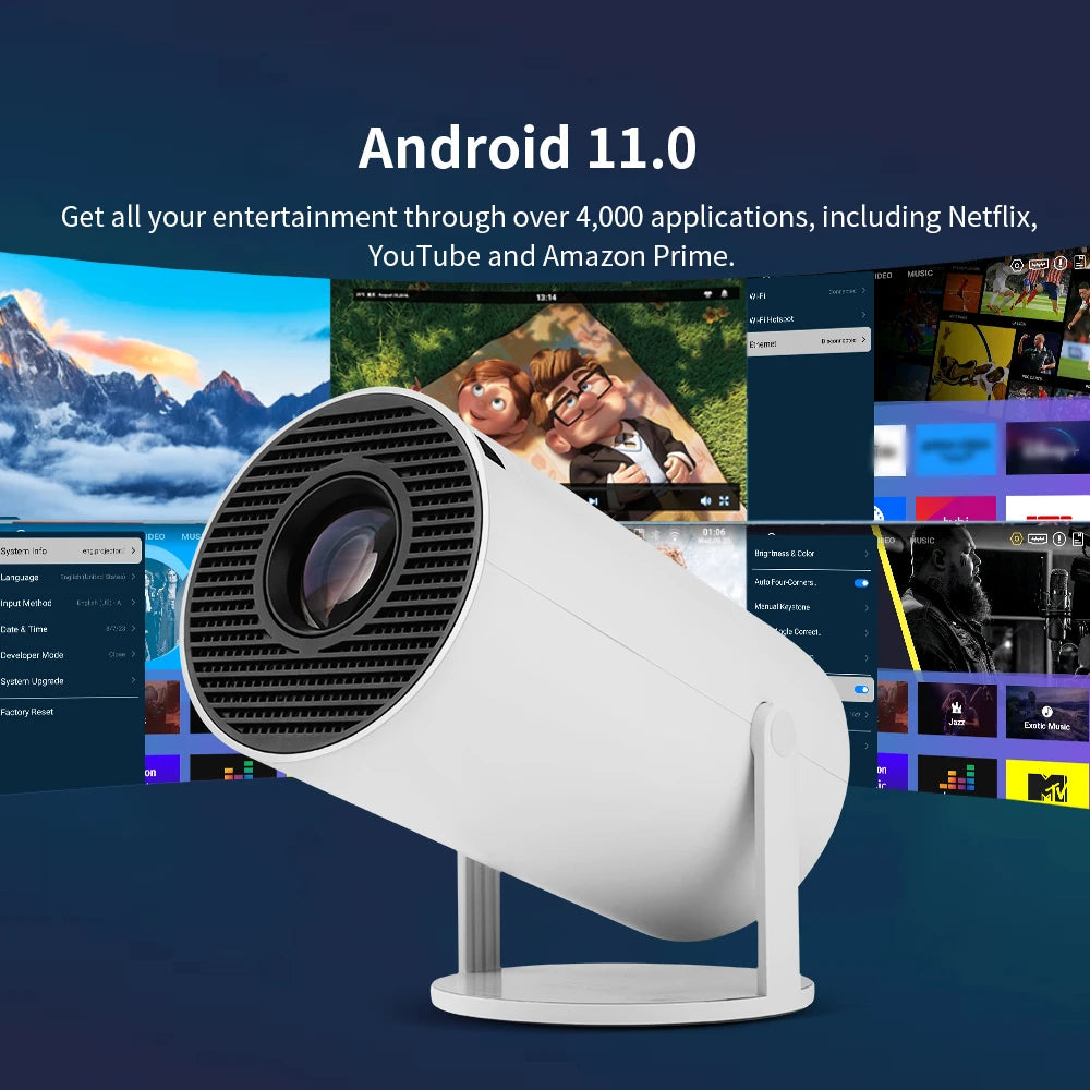 Progaga Projector 4K Android 11 WiFi 200 ANSI Allwinner H713 HY300 BT5.0 1080P 1280 x 720P Home Cinema Outdoor Portable Projetor
