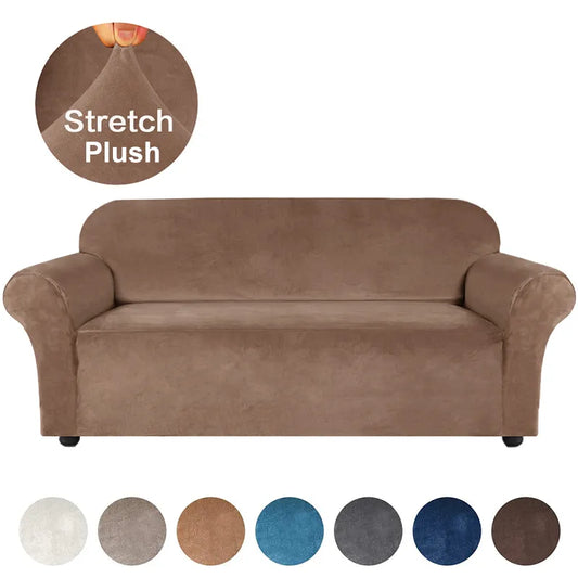 High Grade Plush Stretch Sofa Covers for Living Room Sectional Corner Couch Slipcover Elastic Furniture Protector 1/2/3/4 Seater