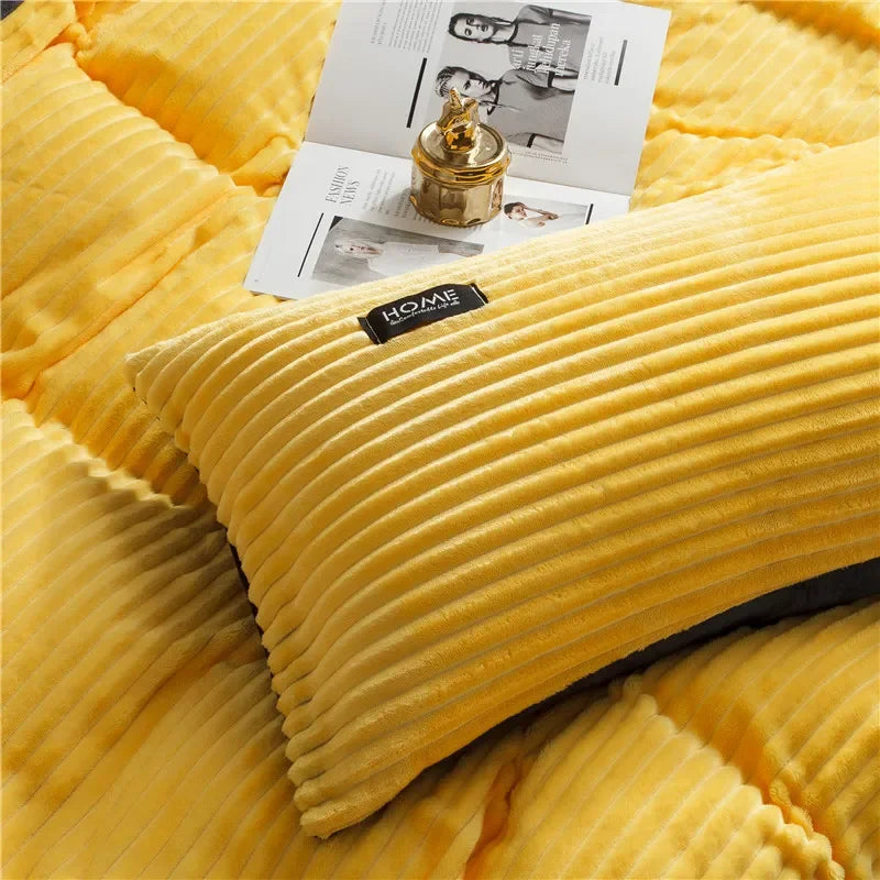 Winter Thick Solid Color Velvet Duvet Cover Warmth Bedding Set Double Soft Quilt Cover Twin Queen King Comforter Cover 220*240