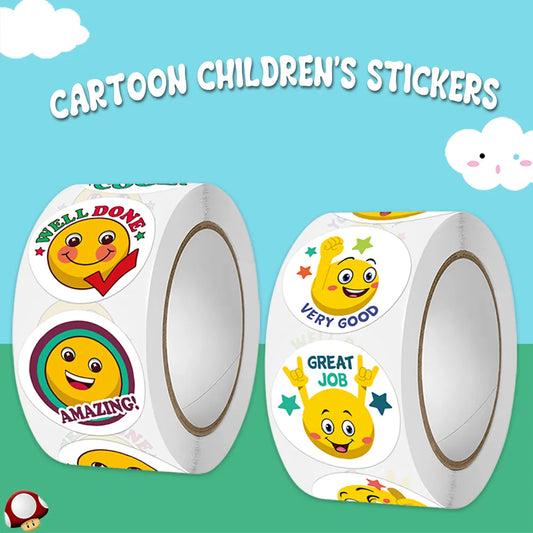 Smile Face Sticker Kids Reward Sticker Yellow Dots Labels Happy Animal   Sticker Kids Toys School Teacher Student Stationery