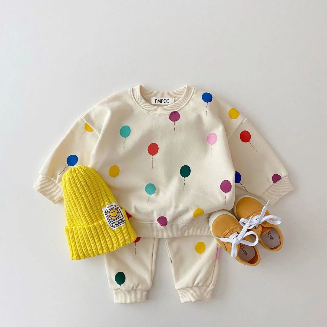 2024 New Spring Baby Girl Clothes Sets Cute Stitching Dress Pure Cotton Long Sleeve Female Baby Cartoon Print Dresses Clothing