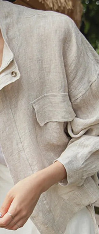 Linen Cotton Blouse Coat Elegant Korean Linen Jacket Women Vintage Oversized Casual Women's Summer Spring Jackets 2023