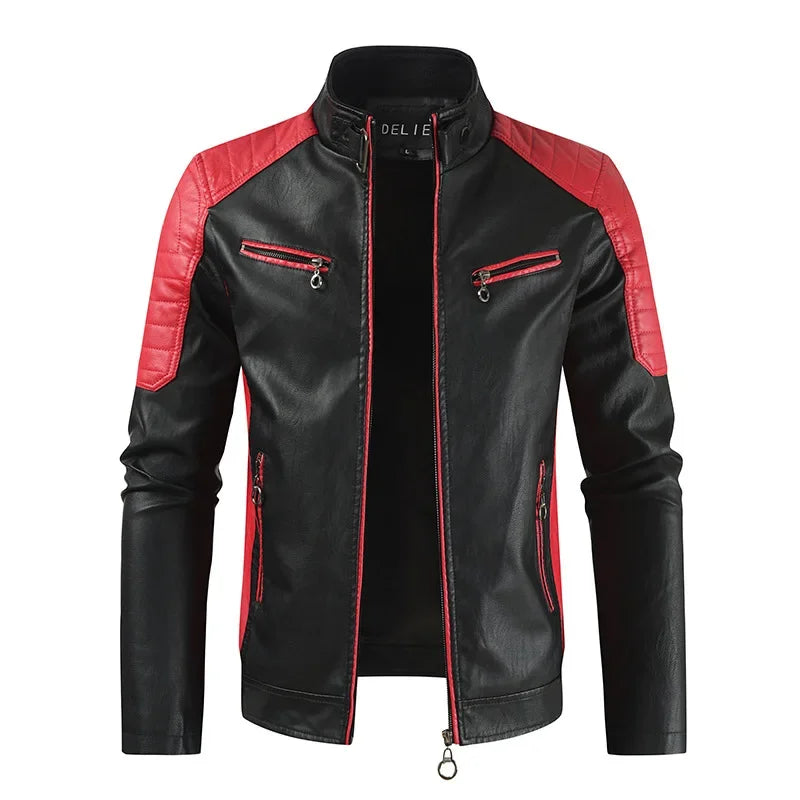 Motorcycle Mens Leather Jacket Casual Windbreaker Waterproof Pu Leather Coat Male Fishing Camping Outdoor Jacket Plus Size S-4XL