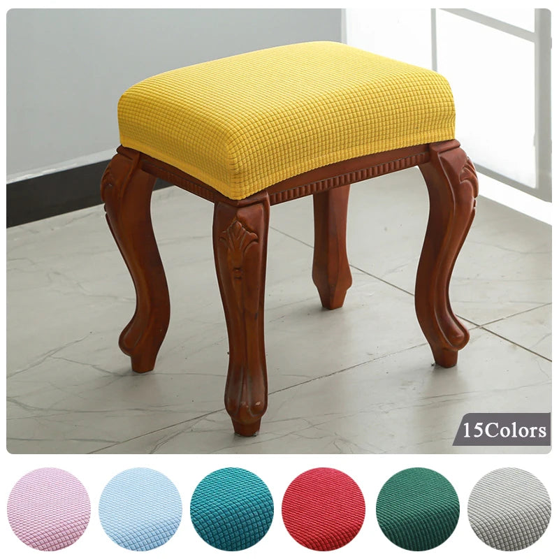 1PC Stool Cover Chair Cover Dressing Stool Cover Elastic Chair Protector Slipcover Removable Dust Covers Square Seat Covers