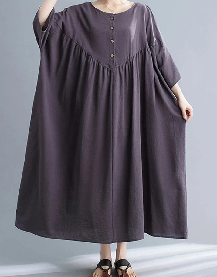 Long Dress Women Cotton Linen Loose Casual Ladies Dresses Ruffle Modis Dress Woman 2023