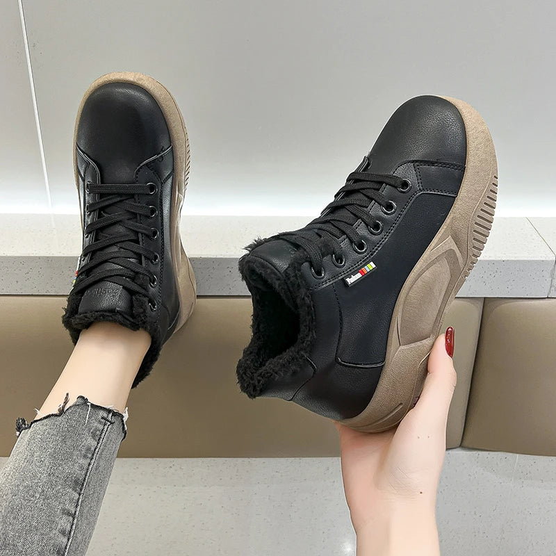 New Sneakers Women Ankle Boot Platform Loafers Flat Slip-On Casual Add Wool Cotton Shoes Mujer Zapatos Chaussure Vulcanize Shoes