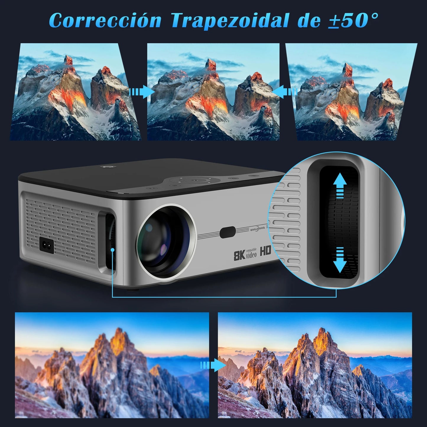 Projector Native 1080P Bluetooth Projector 4K 8K 200''Screen 700ANSI 15500L WiFi HDMI USB LED Android Home Theater Cinema Beamer