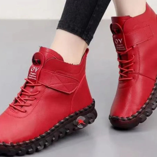 Winter Snow Boots for Women Lace Up Fur Boos High Top Sneakers Solid Colour Round Head Casual Shoes Zapatillas Plataforma Mujer