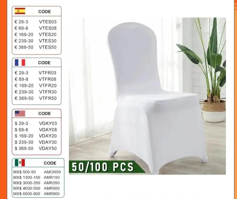 VEVOR 50 100Pcs Wedding Chair Covers Spandex Stretch Slipcover for Restaurant Banquet Hotel Dining Party Universal Chair Cover