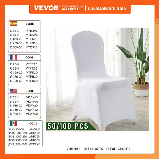 VEVOR 50 100Pcs Wedding Chair Covers Spandex Stretch Slipcover for Restaurant Banquet Hotel Dining Party Universal Chair Cover