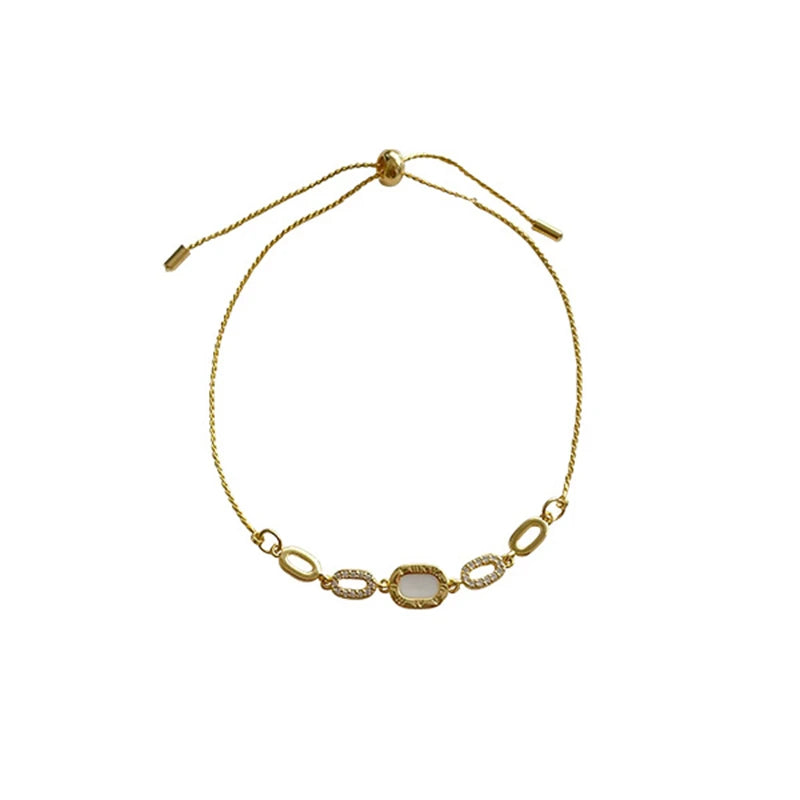 Luxury Elegant Gold Color Zircon Bracelets for Women Square 18K Gold Plated Adjustable Bracelet Party Jewelry Gifts