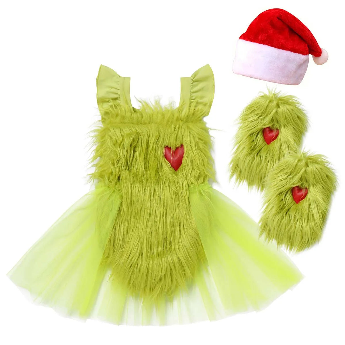 Baby Girl's Faux Fur Tulle Tutu Romper Dress and Socks Baby Girl Birthday Party Dress Baby Girl Dress Up