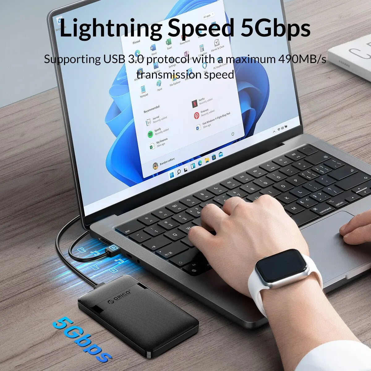 ORICO HDD Case 2.5 Inch SATA to USB3.0/Type-C HDD Enclosure 6Gbps Max USB-C External SATA HDD Enclosure Support Auto-Sleep