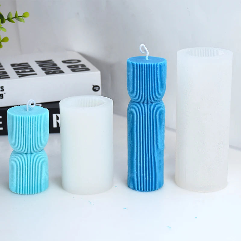 Cylindrical Tall Pillar Candle Molds Ribbed Aesthetic Twist Silicone Mould Geometric Abstract Decora Mold Gifts Craft Home Decor