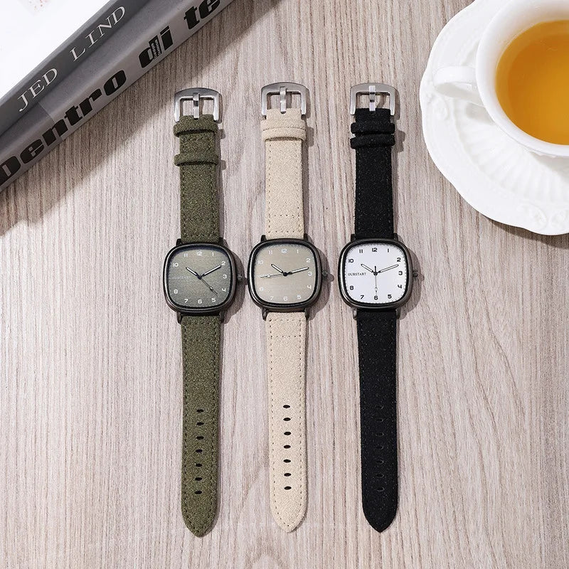 😘Vintage Square Dial Leather Belt Wristwatch Brand Quartz Watch Youth Student Watch Casual Fashion Men Women Gift Clock Wholesale