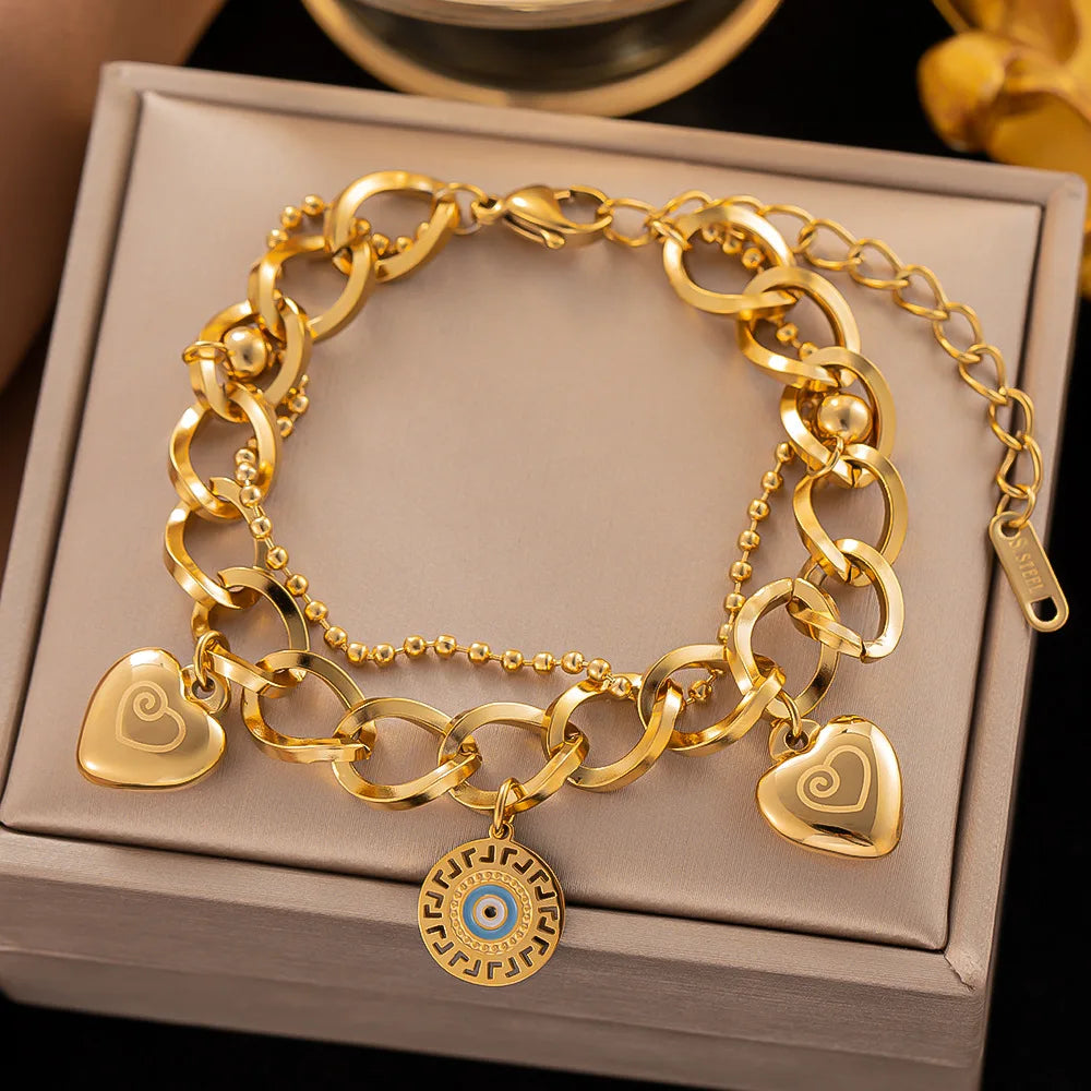 Stainless steel bracelet for women Geometry Trend fashion Inoxidable Rustproof Wrist Jewelry Gold color luxury designer jewelry