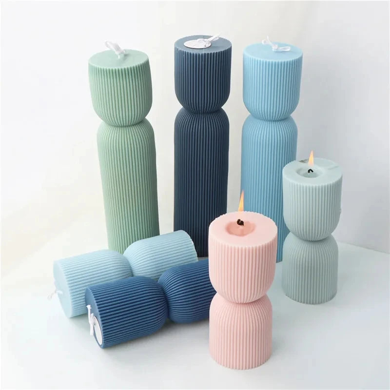🍒Candle Mold Silicone Ribbed Conical Column DIY Geometry Long Pillar Wax Mould Large Striped Columnar Conical